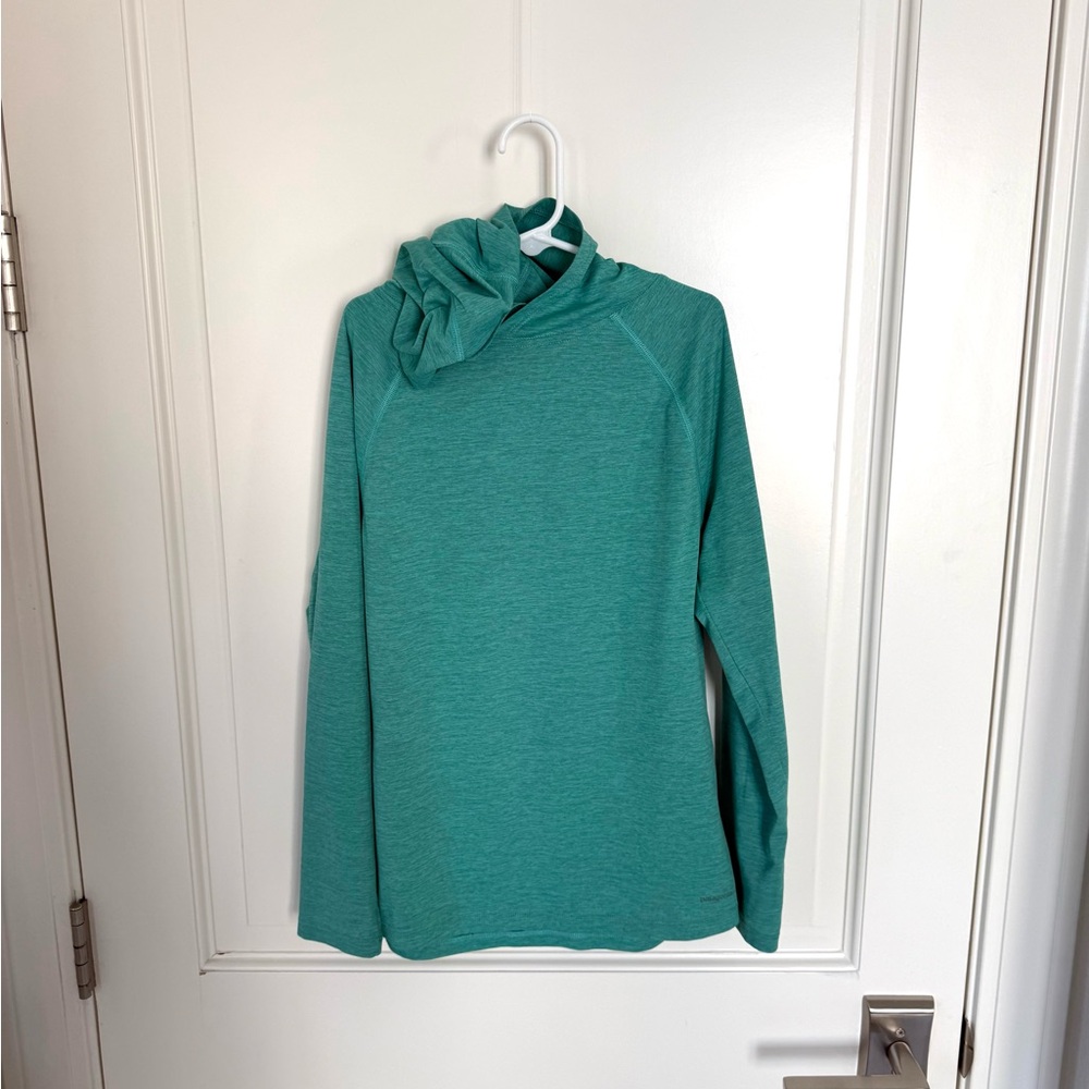 Patagonia Girls Teal Green Capilene Cool Daily Sun Hoody SIZE 12 Large Kids